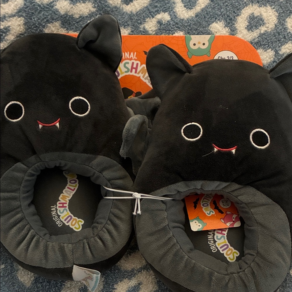 Squishmallows Black Bat Kids Slippers